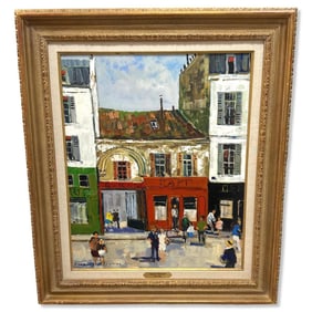 Signed Jacques Bouyssou (French, 1926-1997) Oil Painting on Canvas Paris L'entree De Garage