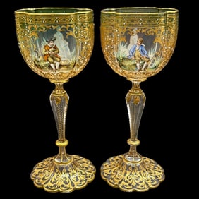 Lot of Two Salviati Venetian Glass Wine Stems