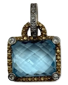 14kt YG, Approx 5.00ct Aquamarine, & Diamond Pendant