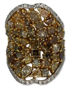 18kt WG + YG, 6.81ct Colored Diamond, & 0.79ct Diamond Ring