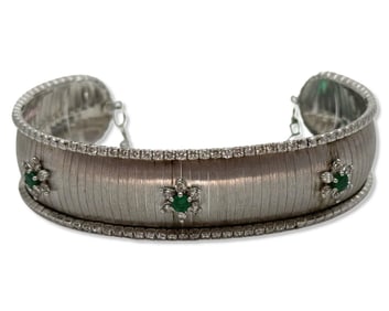 14kt WG, Emerald, & 1.60ct Diamond Cuff Bracelet