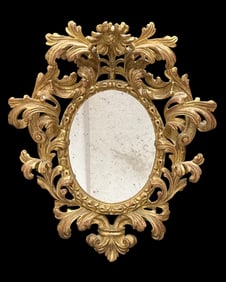 Antique Rococo Style Hand Carved Gold Leaf Mirror
