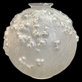 Vintage Rene Lalique Clear & Frosted Crystal Druide Vase