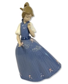 Lladro #5121 Girl in a Blue Dress Porcelain Figurine