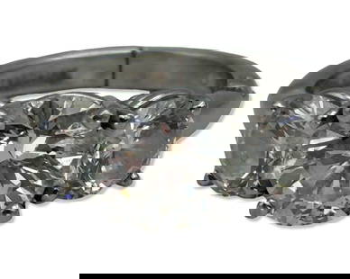 Handmade 14kt WG, Platinum, & 3.81ct Diamond Ring: Handmade 14kt WG, Platinum, & 3.81ct Diamond Ring. Contains one full cut round diamond weighing 2.01ct G, SI2-I1 & two full cut round diamonds weighing 1.80ct rated G, SI1