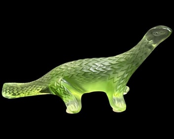 Lalique Crystal Green Komodo Dragon Figurine
