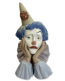 Lladro 5129 Jester Head Sad Clown Porcelain Bust