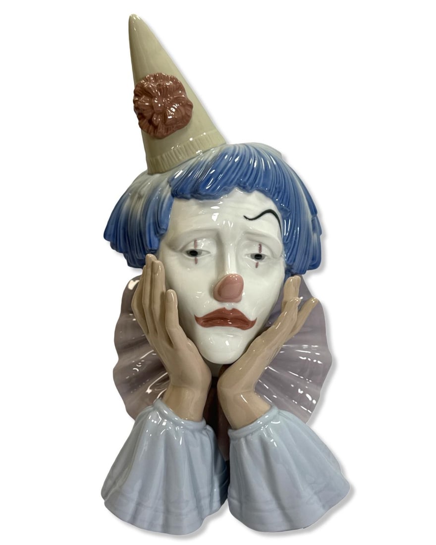 Lladro 5129 Jester Head Sad Clown Porcelain Bust (1 of 2)