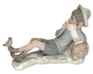 Lladro 4730 Shepherd with Bird Porcelain Figurine with Matte Finish