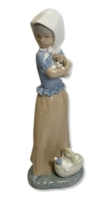 Lladro NAO Girl with Puppy Porcelain Figurine