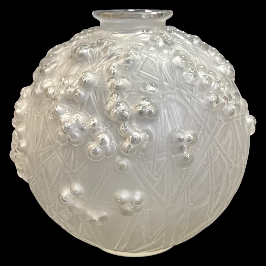 Vintage Rene Lalique Clear & Frosted Crystal Druide Vase (1 of 4)