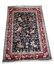 Silk Hand Made Oriental Multicolored Rug