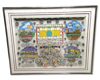 Signed Charles Fazzino (American, B. 1955) Original Limited Edition 3D Serigraph Money Makes the