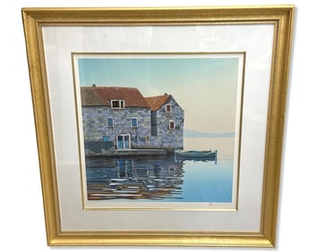 Signed Frane Mlinar (Croatian, B. 1959) Lithograph in Color Winter Afternoon