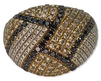 14kt YG, Approx 1.78ct Black Diamond, 2.34ct Yellow Diamond & 4.00ct Diamond Ring