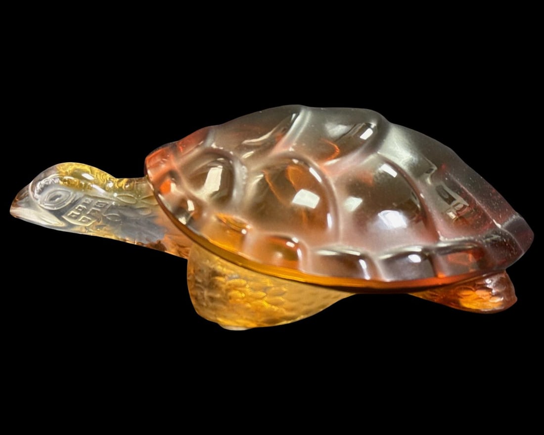 Signed Lalique France Amber Glass Turtle Figure (1 of 3)