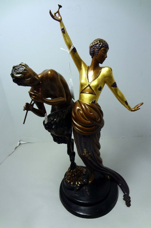 Erte Bronze "Woman and Satyr": Erte Bronze "Woman and Satyr" Year produced 1986 16" #165/375, Ret. $20,000.For Domestic or International Shipping Quotes Please Feel Call Ryan or Dave at Eagle Shipping Center 561-932-0700 or email t