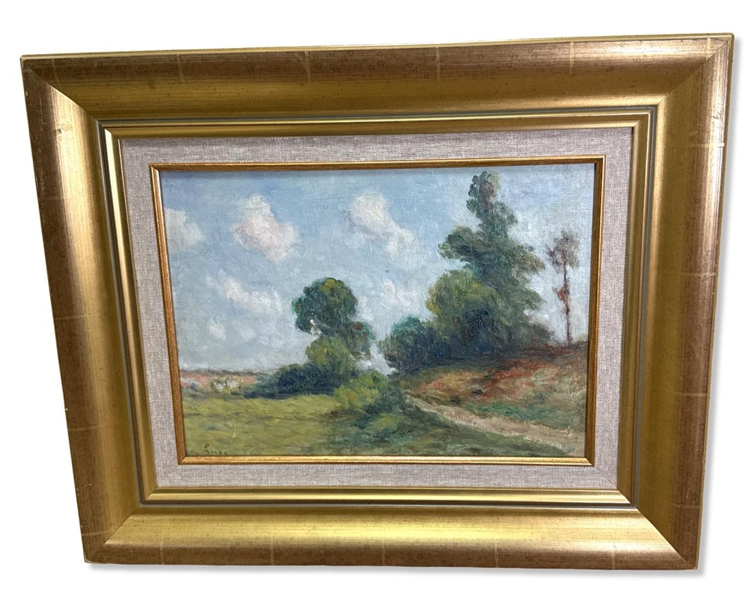 Signed Maximilien Luce (French, 1858-1941) Oil Painting on Board of a Rural Landscape Scene (1 of 4)
