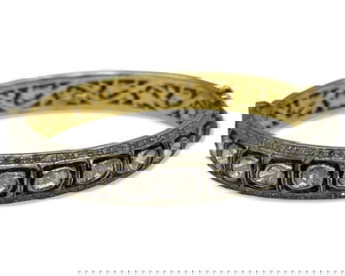 14kt YG, Sterling Silver, & Approx 35.00ct Diamond Bangle Bracelet: 14kt YG, Sterling Silver, & Approx 35.00ct Diamond Bangle Bracelet measures DIA: 2 3/4", weighs 20.11dwt