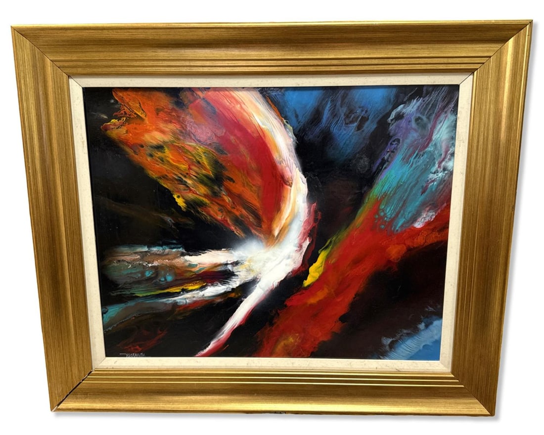 Signed Leonardo Nierman (Mexican, 1932-2023) Abstract Acrylic Painting on Board (1 of 4)