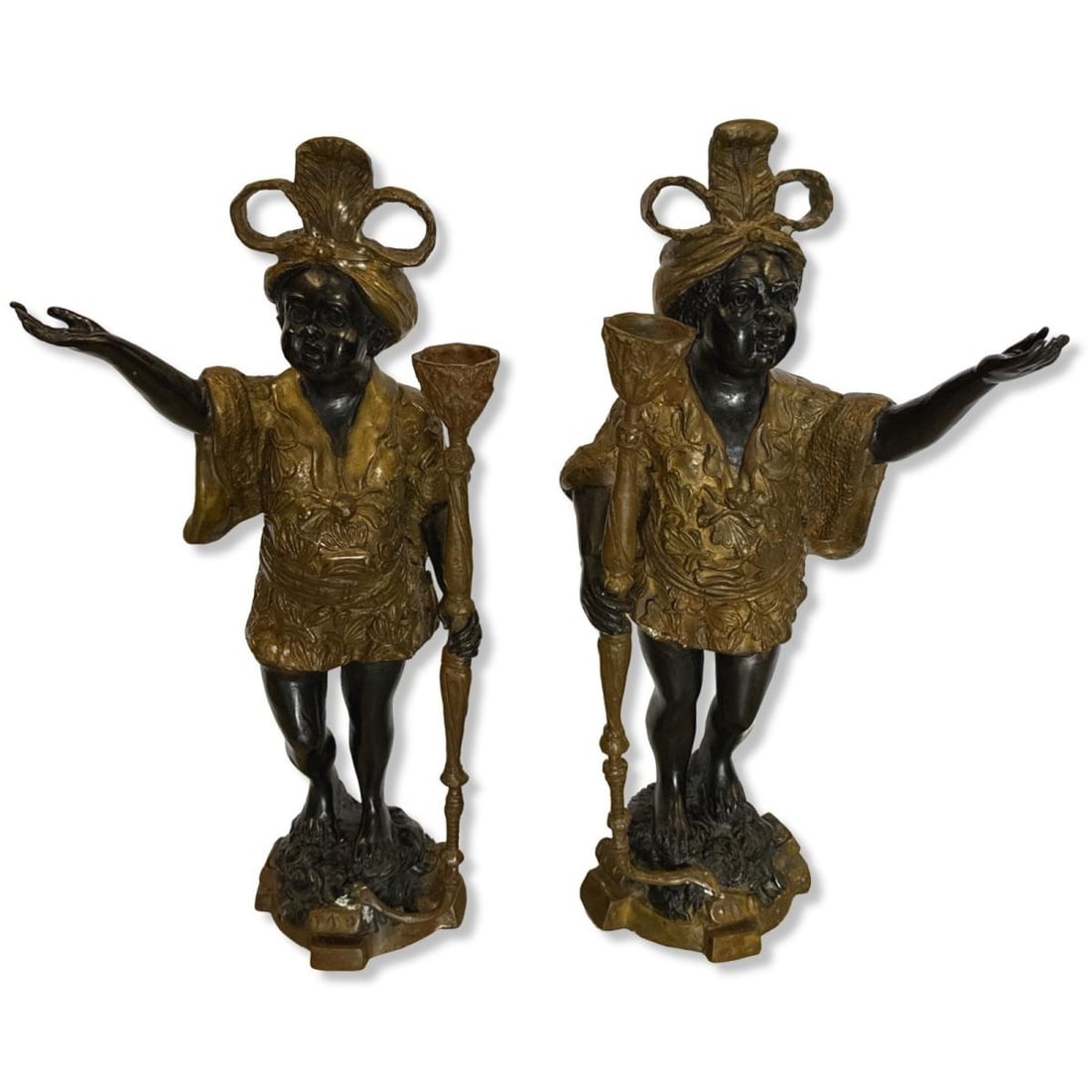 Pair of Blackamoor Bronze Figural Candleholders (1 of 2)