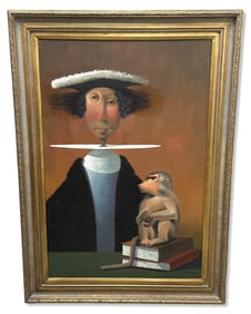 Signed Joe McFadden (American, 1950-2014) Oil Painting on Canvas The Scholar
