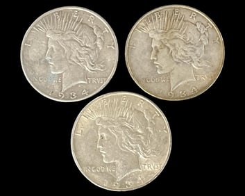 Lot of Three Peace Silver Dollar Coins