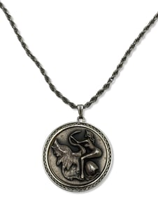 Salvador Dali (Spanish, 1904-1989) Sterling Silver Leda and the Swan Medallion & Necklace