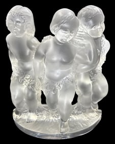 Lalique France Clear & Frosted Crystal Luxembourg Cherubs Figurine