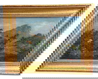 Signed P.H. Roussin Rural Woodland Landscape Oil Painting on Board: Signed P.H. Roussin Rural Woodland Landscape Oil Painting on Board. Signed lower right, measures H: 7 1/2" x W: 10 3/4", 2" frame