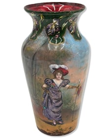 Signed M. Rip Antique French 19th Century Enamel Vase