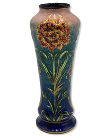 Antique French Multicolored Enamel Floral Motif Vase