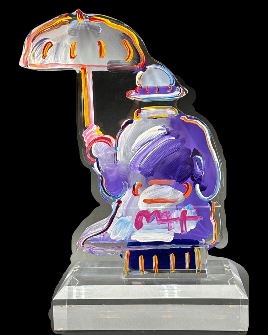 Signed Peter Max (German/American b. 1937) Umbrella Man Ver. III #228 2016 Hand Painted Acrylic (1 of 7)