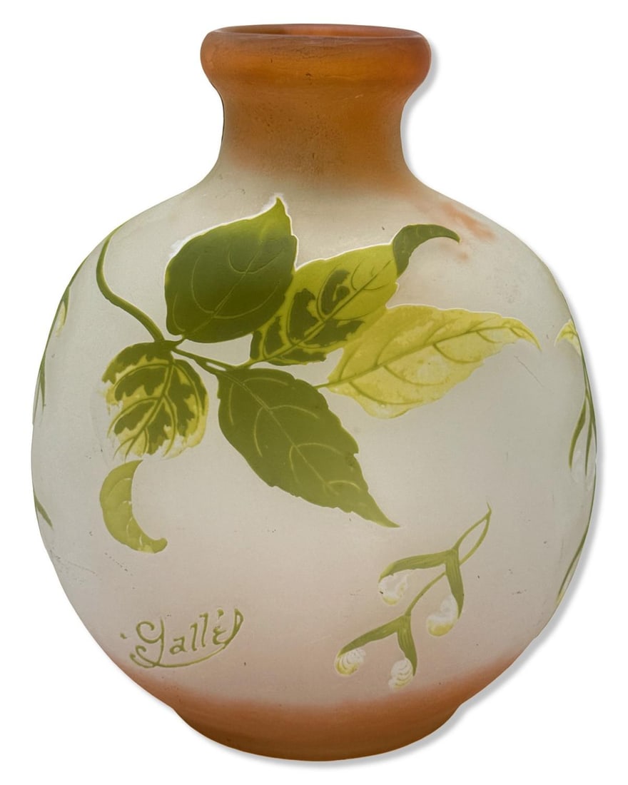 Signed Emile Galle Banjo Form Cameo Glass Vase (1 of 3)