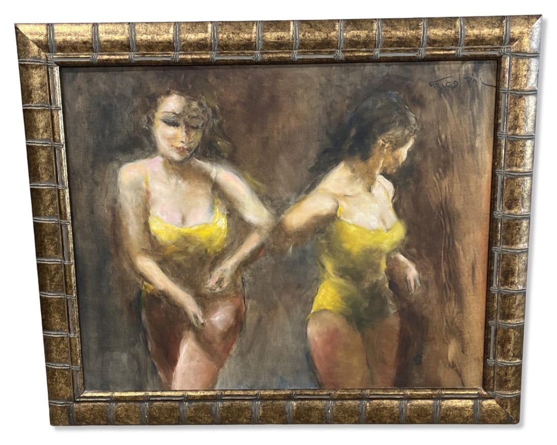 Signed Pal Fried (Hungarian, 1893-1976) Oil Painting on Canvas Two Dancers (1 of 4)