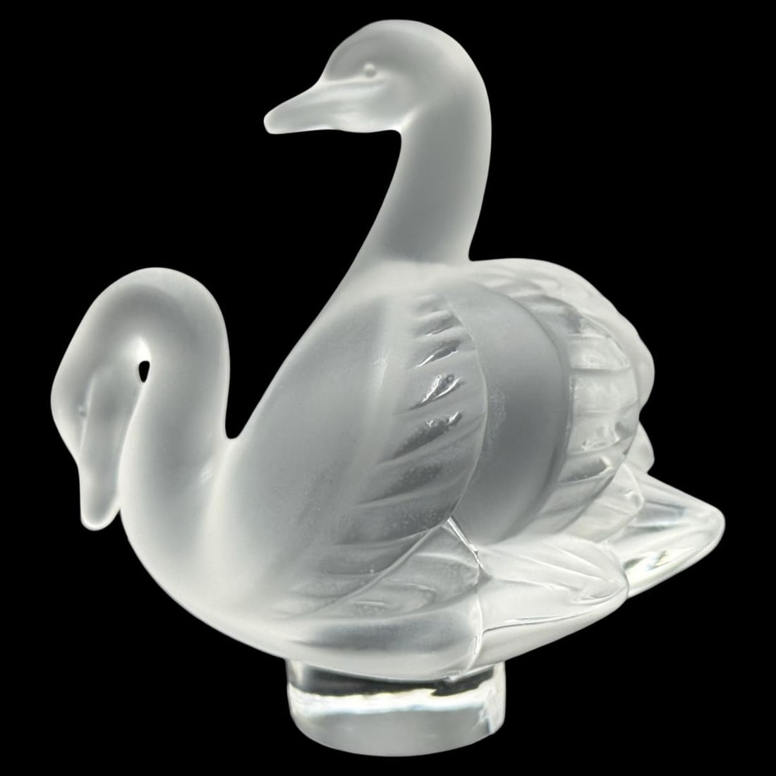 Lalique France Frosted & Clear Crystal Double Swan Figurine (1 of 3)