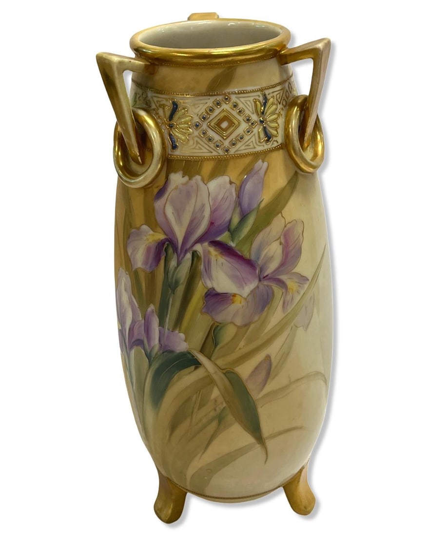 Nippon Hand Painted Porcelain Three Handled Vase (1 of 3)