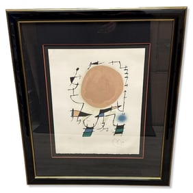 Signed Joan Miro (Spanish, 1893-1983) Lithograph in Color The Red Sun