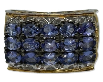 Sterling Silver, Gold Washed Sterling Silver, & Tanzanite Ring