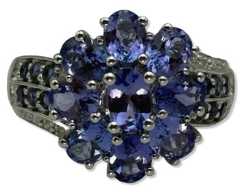 Sterling Silver, White Sapphire, & Tanzanite Ring
