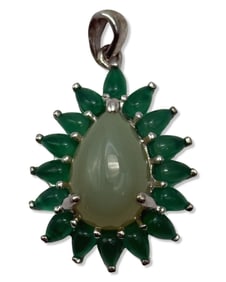 Sterling Silver, Chalcedony, & Aventurine Pendant
