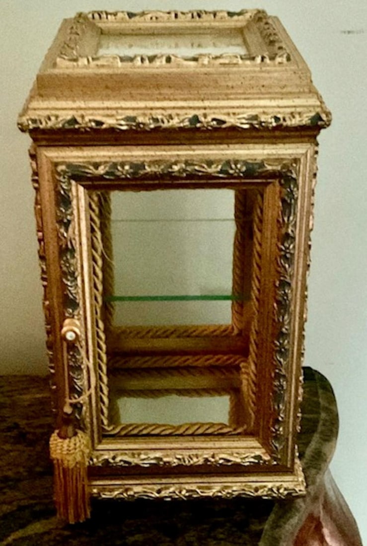 Tabletop Curio Cabinet Display Case Featuring a Gilt Finish Throughout & Glass Panels (1 of 1)
