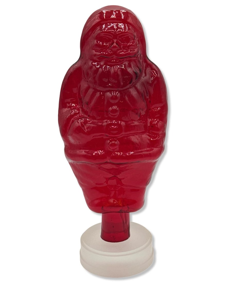 Very Rare Possibly Prototype Corning Inc. Colored Art Glass Standing Santa Claus Sculpture on Lucite: Very Rare Possibly Prototype Corning Inc. Colored Art Glass Standing Santa Claus Sculpture on Lucite Base measures H: 12 3/8" x W: 5 1/4". Lot comes from the private estate of a high standing designer