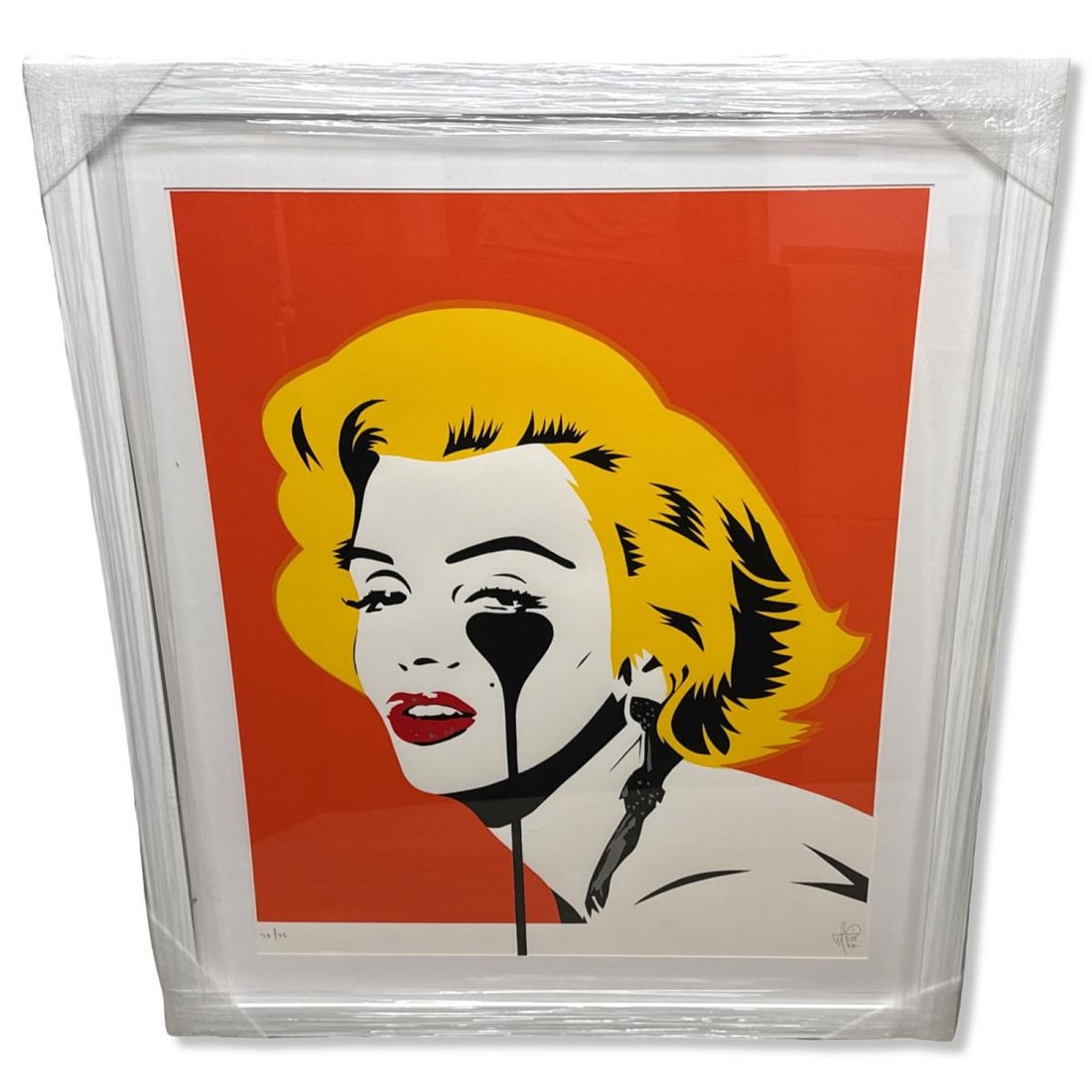 Signed 'Pure Evil' Charles Uzzell Edwards (British b. 1968) Marilyn Glam Tangerine Dream Original: Signed 'Pure Evil' Charles Uzzell Edwards (British b. 1968) Marilyn Glam Tangerine Dream Original Screenprint in Color on Wove Paper. Signed & numbered 74/75, measures H: 33" x W: 27", 4 1/4" frame &