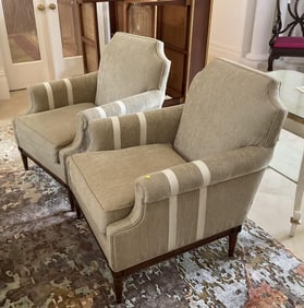 Pair of Chaddock Rolled Arm Club Chairs