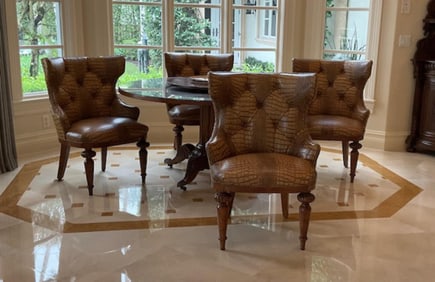 Round Pedestal Dinette Table with Four Chairs