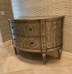 Lilian August Dresser Inspired by 18th Century European Designs with Hand Painted Silver Leaf Motif