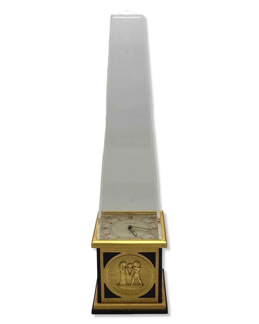 Jaeger LeCoultre Egyptian Revival Obelisk Clock: Jaeger LeCoultre Egyptian Revival Obelisk Clock measures H: 9 1/2" x W: 2 1/2" x L: 2 1/2"