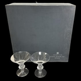 Lot of Eight Steuben Crystal Teardrop Champagne Glasses