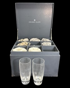 Lot of Nine Steuben Crystal Teardrop Highball Glasses